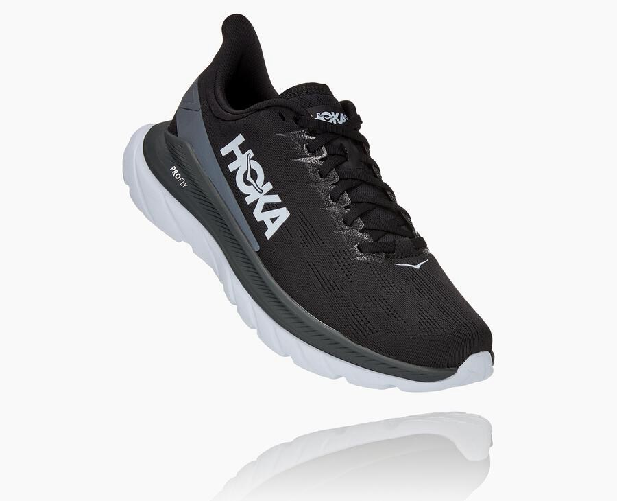 Hoka Mens Running Shoes NZ - Hoka Mach 4 Black/White (ACJ135049)